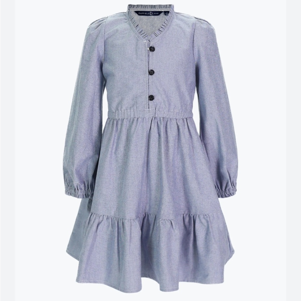 Girls Jacqueline Dress in Chambray Oxford - Duffield Lane